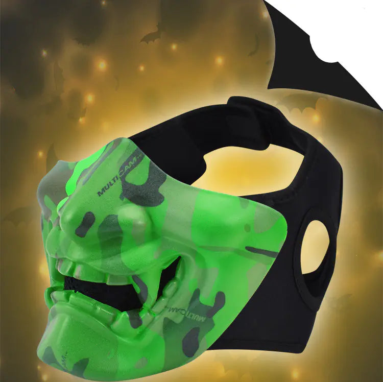 Halloween Glow Tactical Mask with Scary Face Design