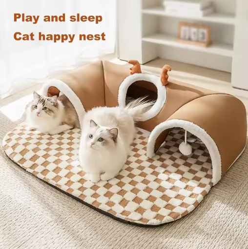 Hide-and-Seek Cat Tunnel Bed
