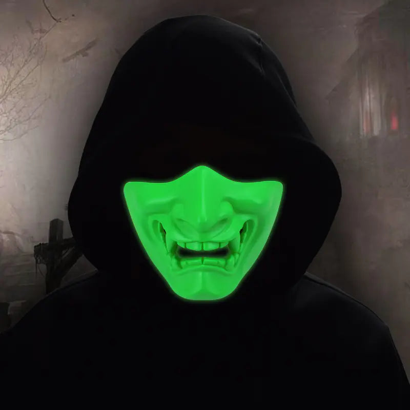 Halloween Glow Tactical Mask with Scary Face Design
